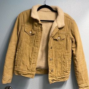 brandy Melville light tan corduroy Sherpa jacket